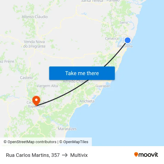 Rua Carlos Martins, 357 to Multivix map