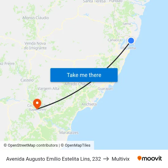 Avenida Augusto Emílio Estelita Lins, 232 to Multivix map