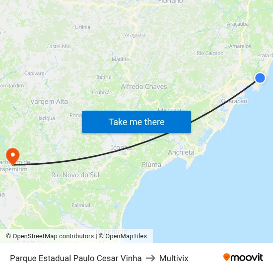 Parque Estadual Paulo Cesar Vinha to Multivix map