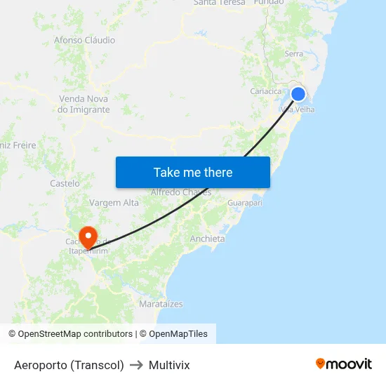 Aeroporto (Transcol) to Multivix map