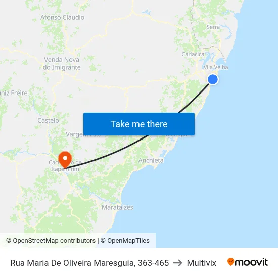 Rua Maria De Oliveira Maresguia, 363-465 to Multivix map