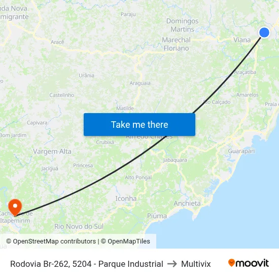 Rodovia Br-262, 5204 - Parque Industrial to Multivix map
