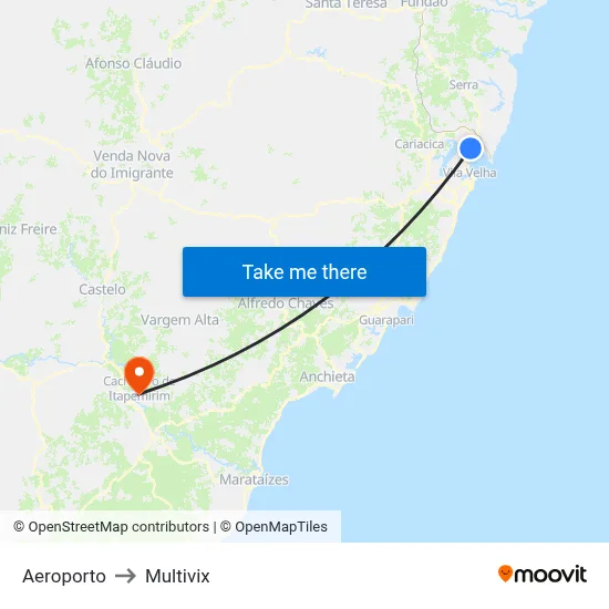 Aeroporto to Multivix map