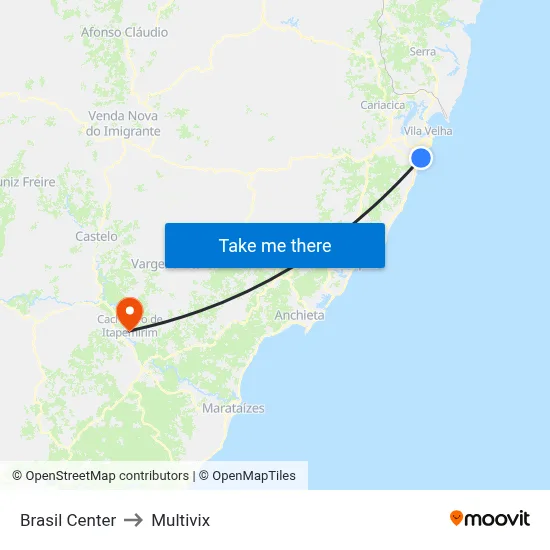 Brasil Center to Multivix map