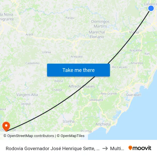 Rodovia Governador José Henrique Sette, 314 to Multivix map
