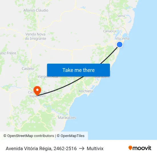 Avenida Vitória Régia, 2462-2516 to Multivix map