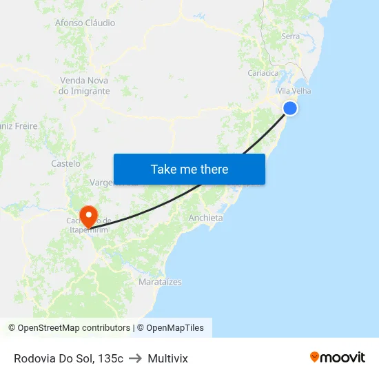Rodovia Do Sol, 135c to Multivix map