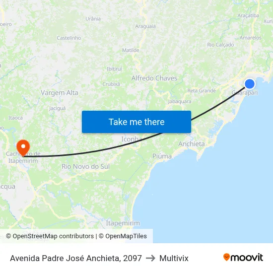 Avenida Padre José Anchieta, 2097 to Multivix map