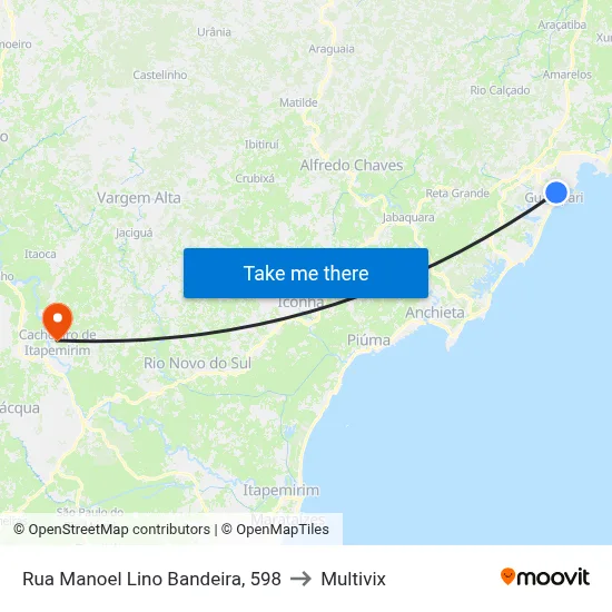 Rua Manoel Lino Bandeira, 598 to Multivix map