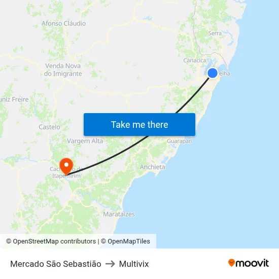 Mercado São Sebastião to Multivix map