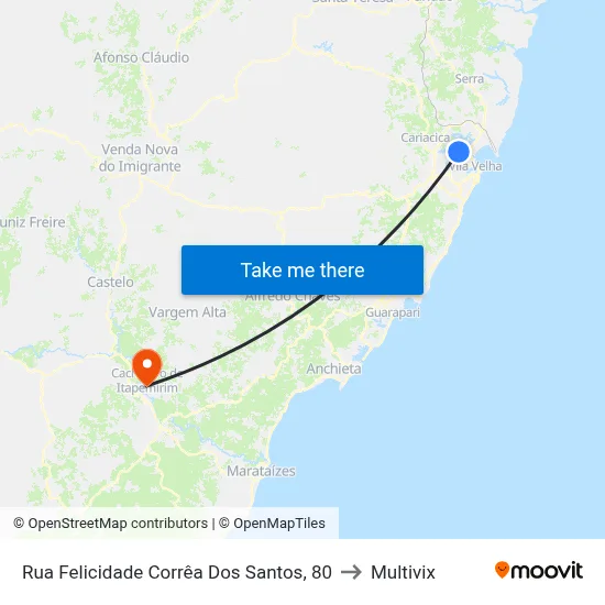Rua Felicidade Corrêa Dos Santos, 80 to Multivix map