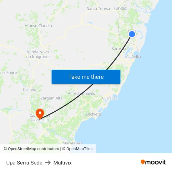 Upa Serra Sede to Multivix map