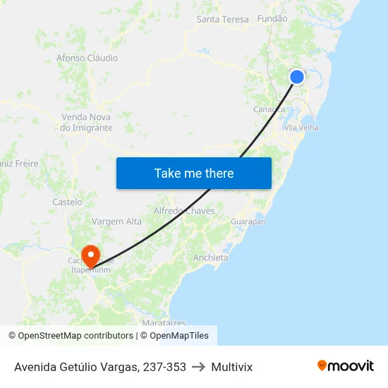 Avenida Getúlio Vargas, 237-353 to Multivix map