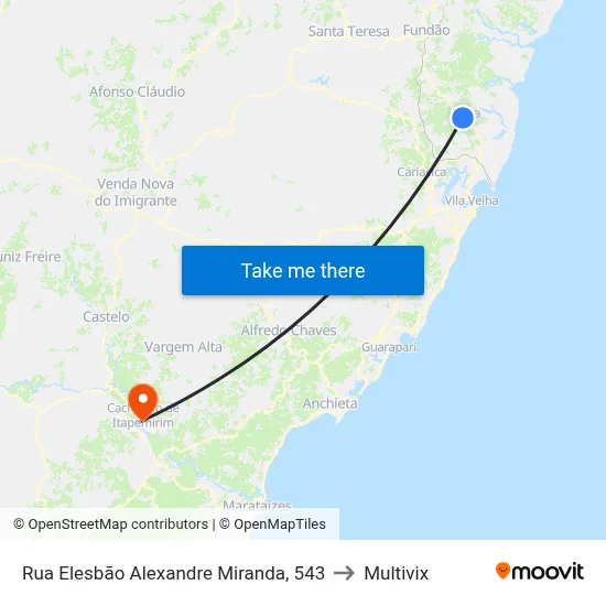 Rua Elesbão Alexandre Miranda, 543 to Multivix map
