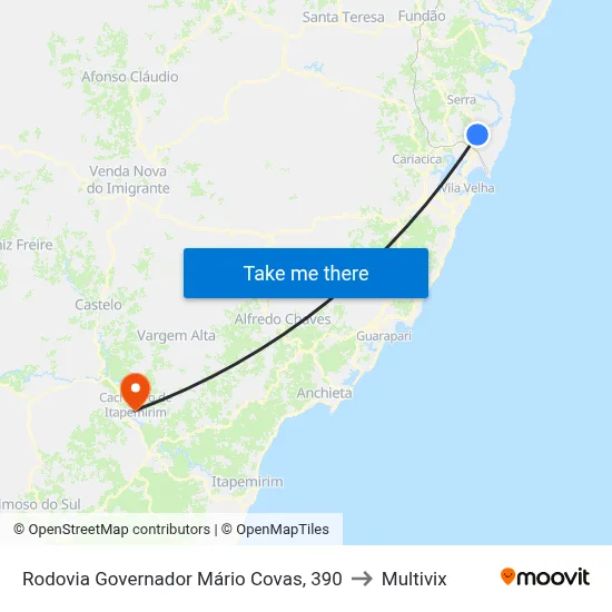 Rodovia Governador Mário Covas, 390 to Multivix map