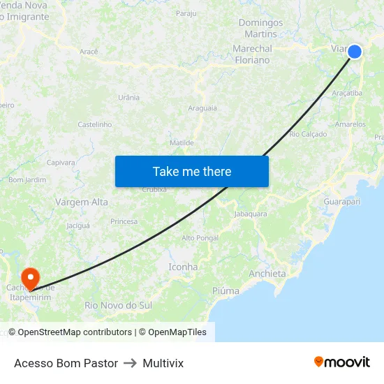 Acesso Bom Pastor to Multivix map