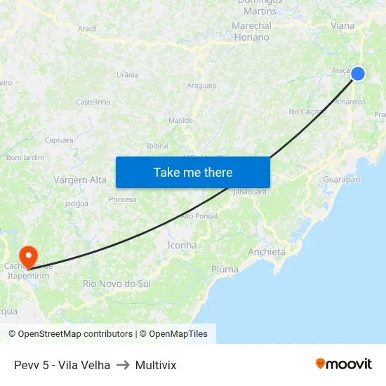 Pevv 5 - Vila Velha to Multivix map