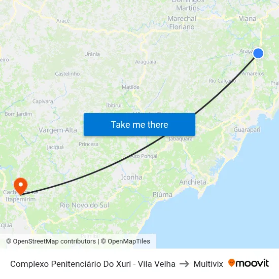 Complexo Penitenciário Do Xuri - Vila Velha to Multivix map