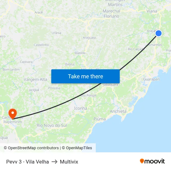 Pevv 3 - Vila Velha to Multivix map