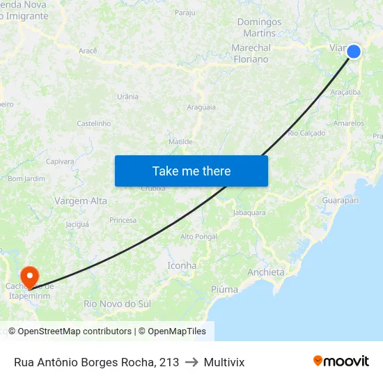 Rua Antônio Borges Rocha, 213 to Multivix map