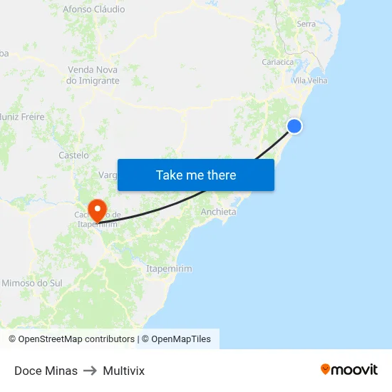 Doce Minas to Multivix map