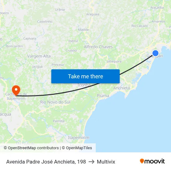 Avenida Padre José Anchieta, 198 to Multivix map