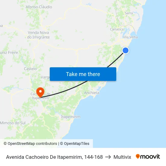 Avenida Cachoeiro De Itapemirim, 144-168 to Multivix map