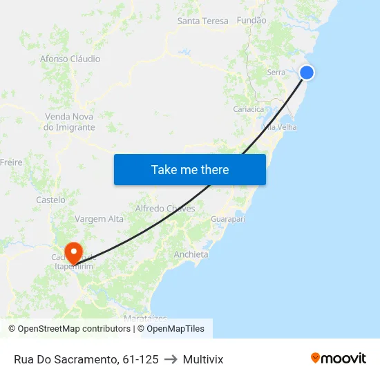 Rua Do Sacramento, 61-125 to Multivix map