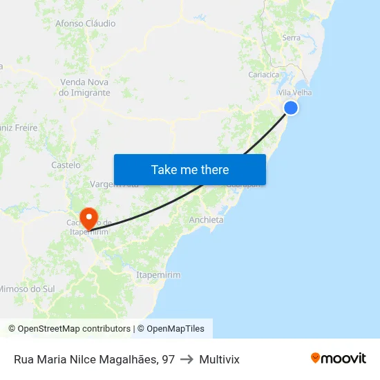 Rua Maria Nilce Magalhães, 97 to Multivix map