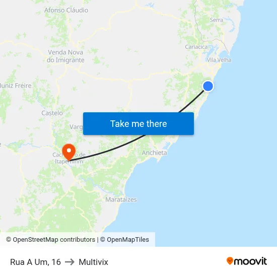Rua A Um, 16 to Multivix map