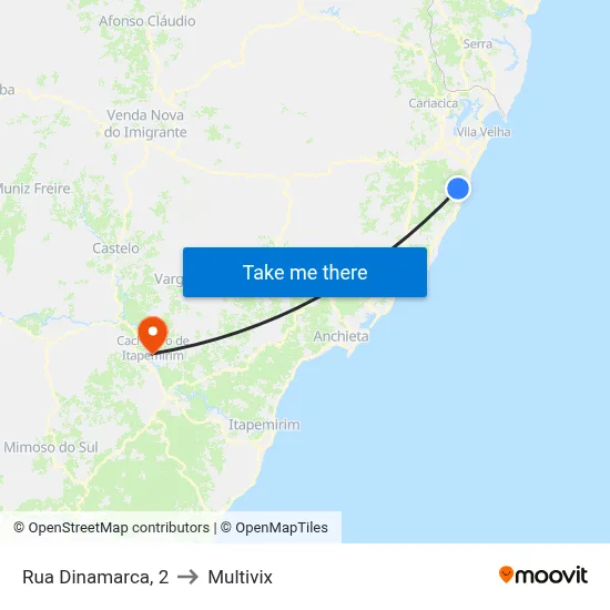 Rua Dinamarca, 2 to Multivix map