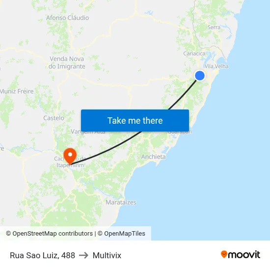 Rua Sao Luiz, 488 to Multivix map