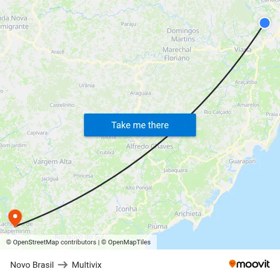 Novo Brasil to Multivix map