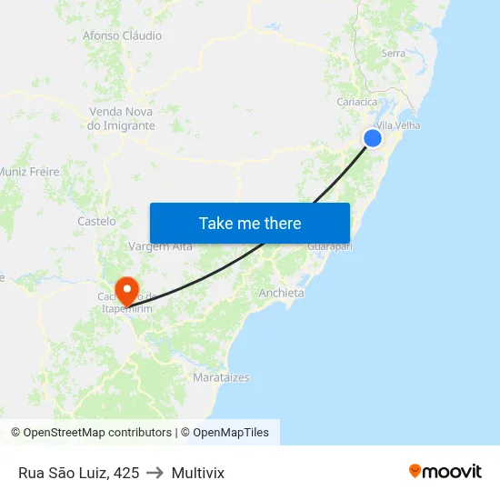 Rua São Luiz, 425 to Multivix map