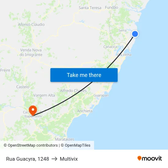 Rua Guacyra, 1248 to Multivix map