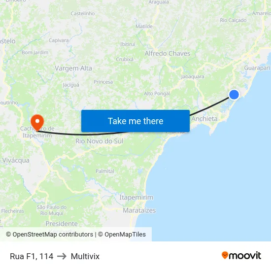Rua F1, 114 to Multivix map