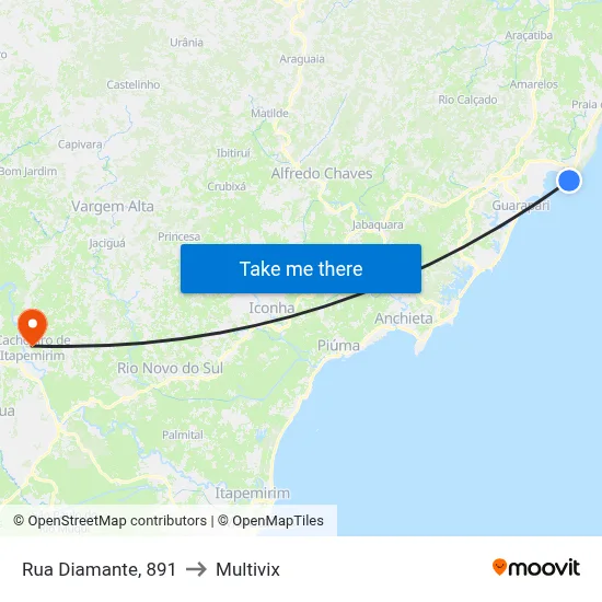 Rua Diamante, 891 to Multivix map