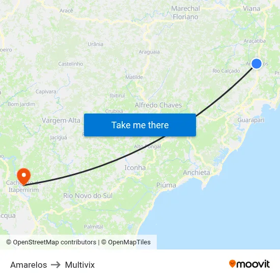 Amarelos to Multivix map