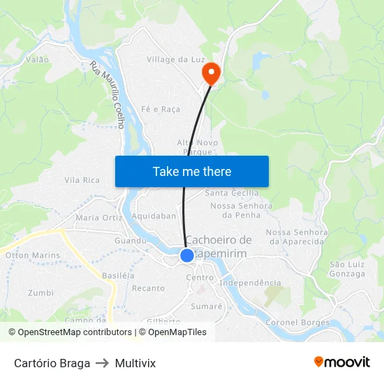 Cartório Braga to Multivix map