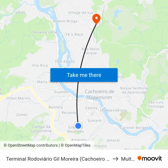 Terminal Rodoviário Gil Moreira (Cachoeiro De Itapemirim) to Multivix map