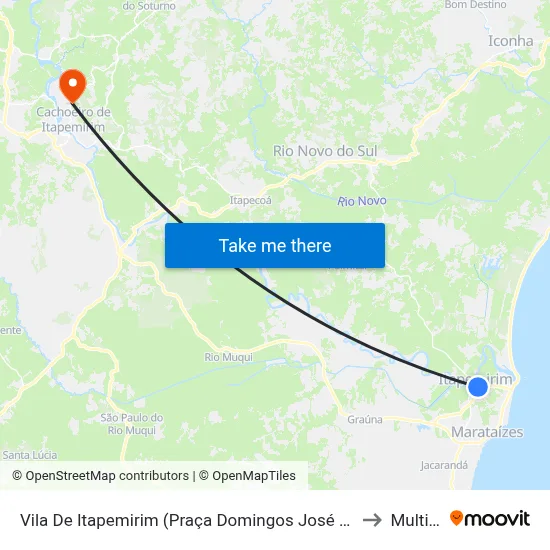Vila De Itapemirim (Praça Domingos José Martins) to Multivix map