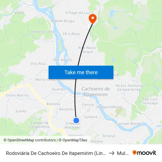 Rodoviária De Cachoeiro De Itapemirim (Linhas Municipais) to Multivix map