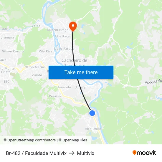 Br-482 / Faculdade Multivix to Multivix map