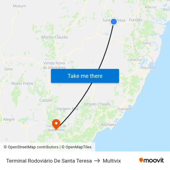 Terminal Rodoviário De Santa Teresa to Multivix map
