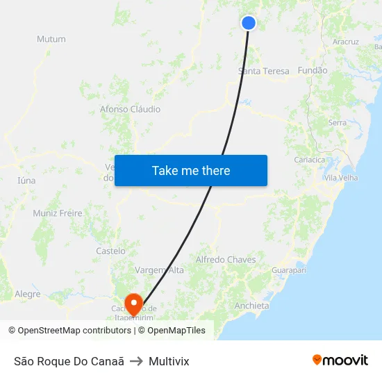 São Roque Do Canaã to Multivix map