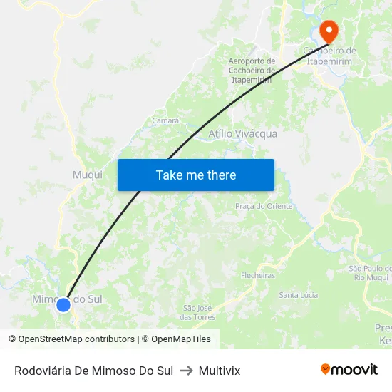 Rodoviária De Mimoso Do Sul to Multivix map