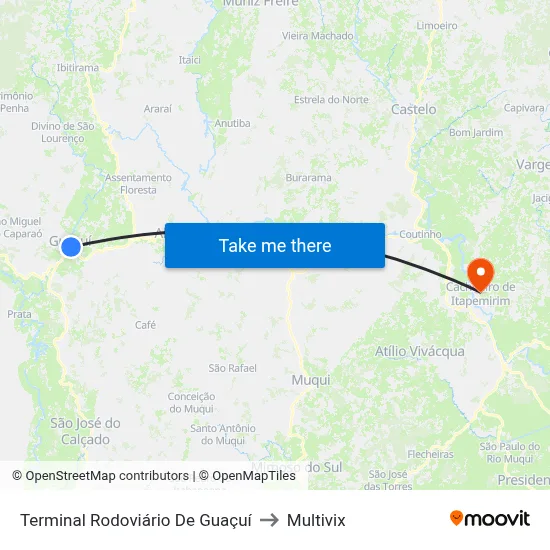 Terminal Rodoviário De Guaçuí to Multivix map