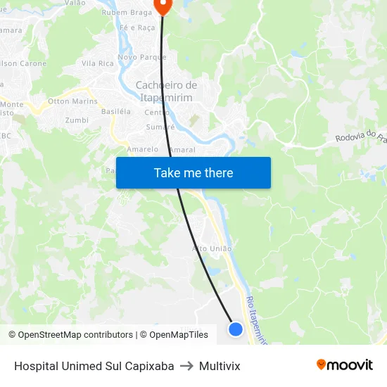 Hospital Unimed Sul Capixaba to Multivix map
