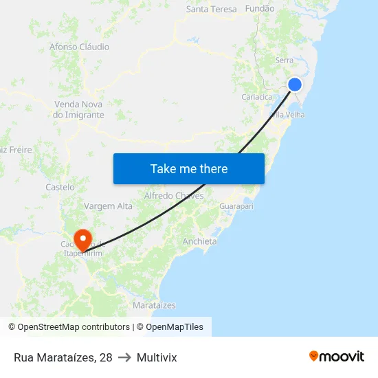 Rua Marataízes, 28 to Multivix map