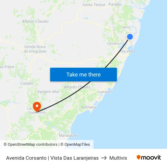 Avenida Corsanto | Vista Das Laranjeiras to Multivix map